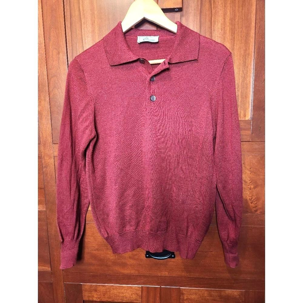 Robinson's Maroon Sweater Long Sleeve Collared Made in Italy Size M Vintage!